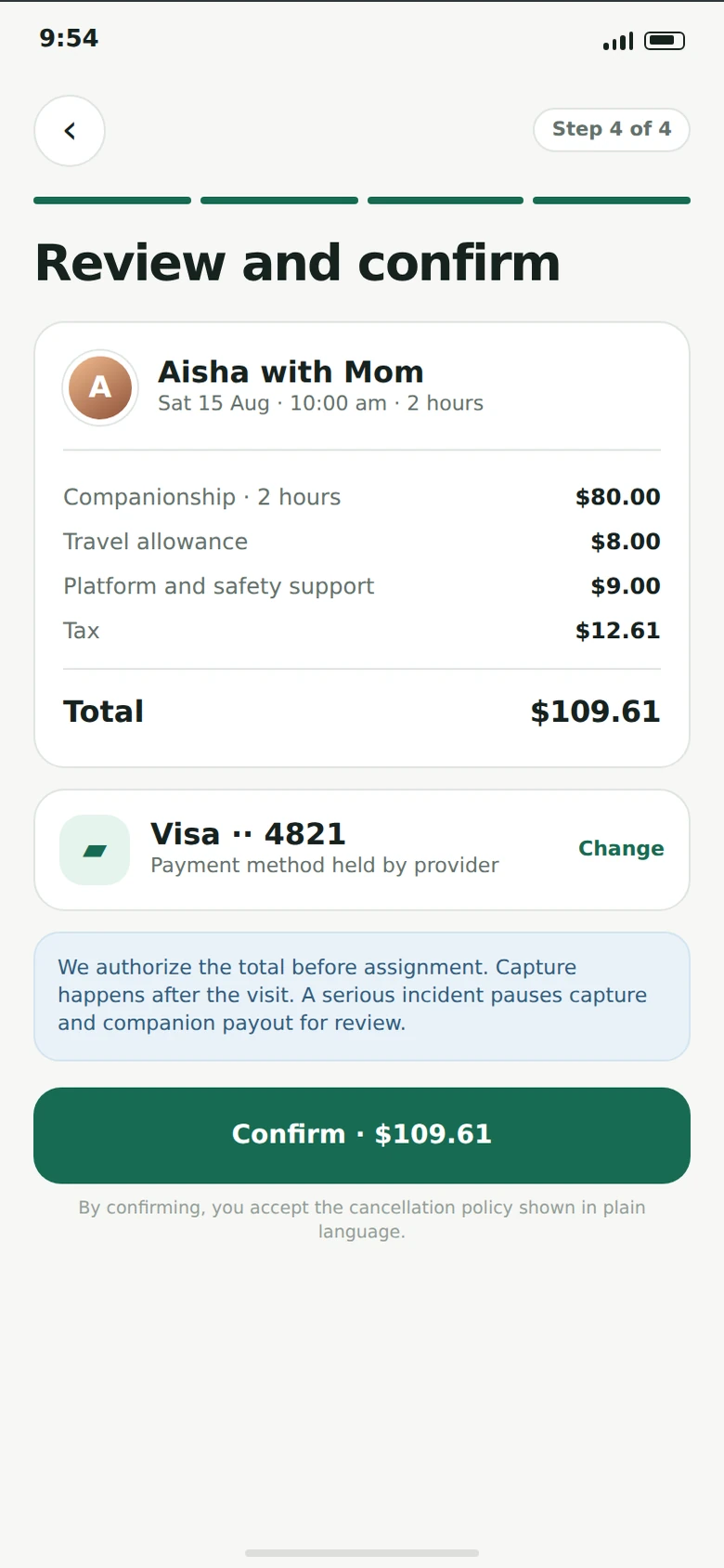 The price, before you confirm